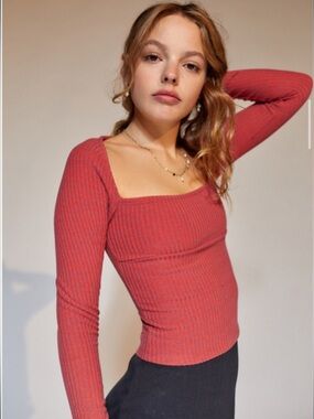 Urban Outfitters Square-Neck Long Sleeve Top